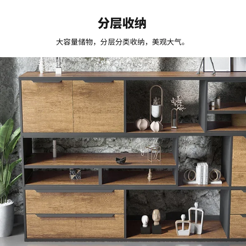 Office furniture Office file cabinet locker Low cabinet bookcase Panel data floor cabinet combination of wooden lattice cabinet