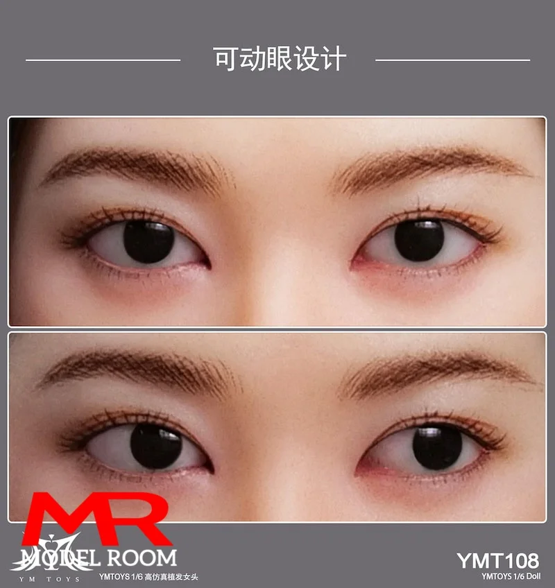 YMTOYS YMT108 Figurka Asiatki w Skali 1/6 z Ruchomymi Oczami, Model Rzeźby Głowy Pasujący do Figurki Akcji 12'' TBL JIAOU ANT YM Soldier