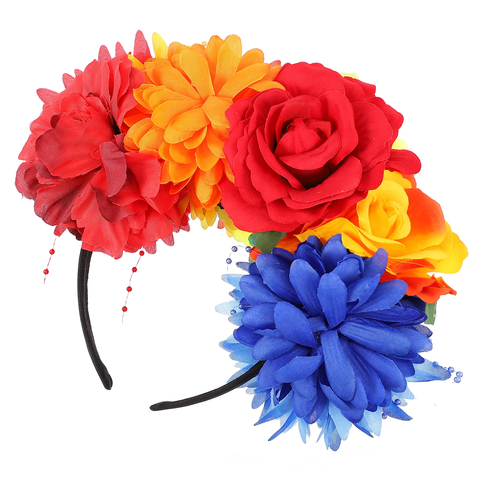 

Floral Headb s Fabric Flowers Leaves Black Metal Durable Waterproof Hair Style Party Costume Rainbow Crown Pride Wedding