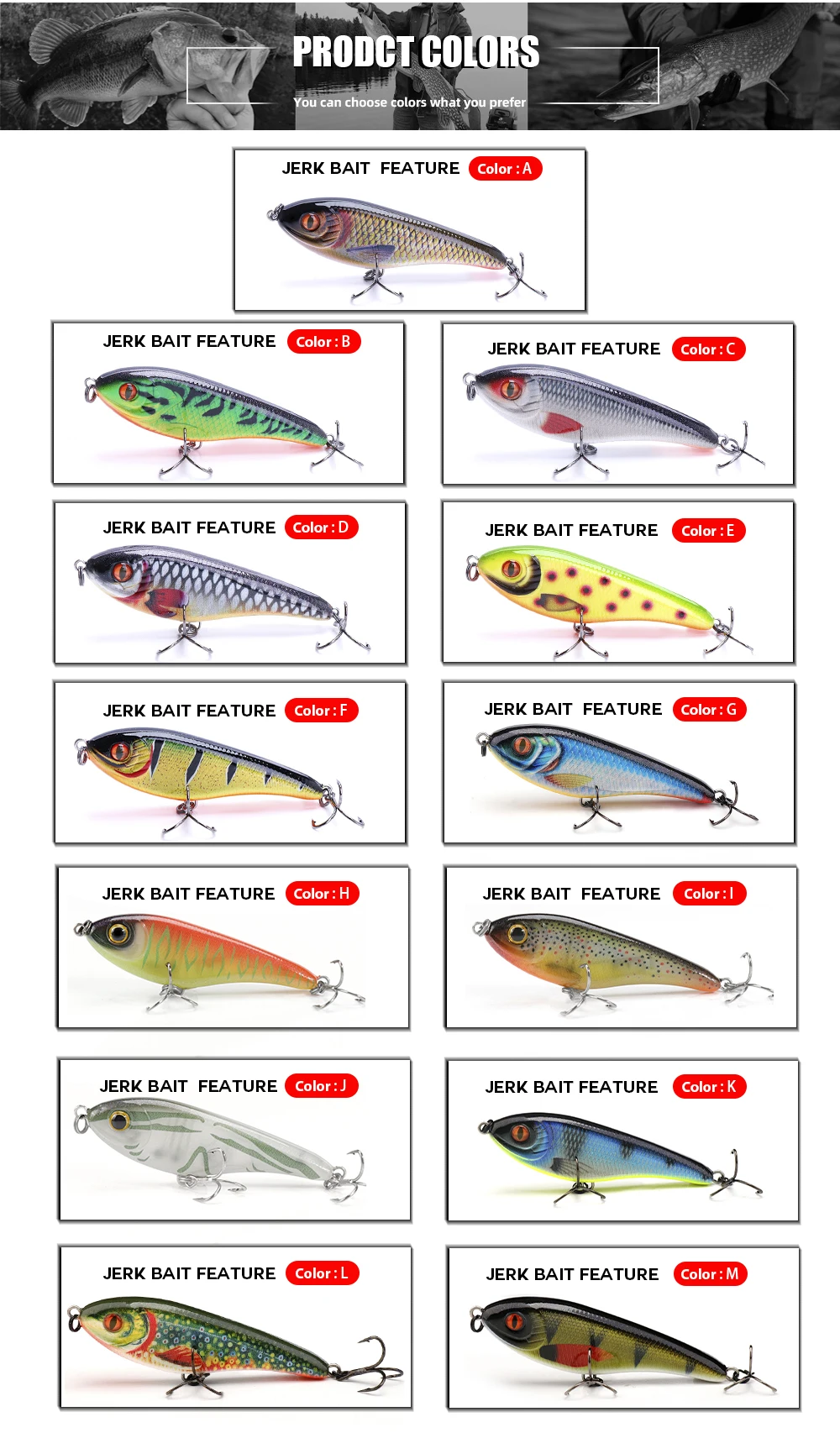 Agoie Langsam sinkende Jerkbait-Slider-Köder zum Angeln, 9 cm, 21 g, Hecht-Wobbler, Wobbler, Angelköder für Barsch, Forelle, Zander – Detail 7