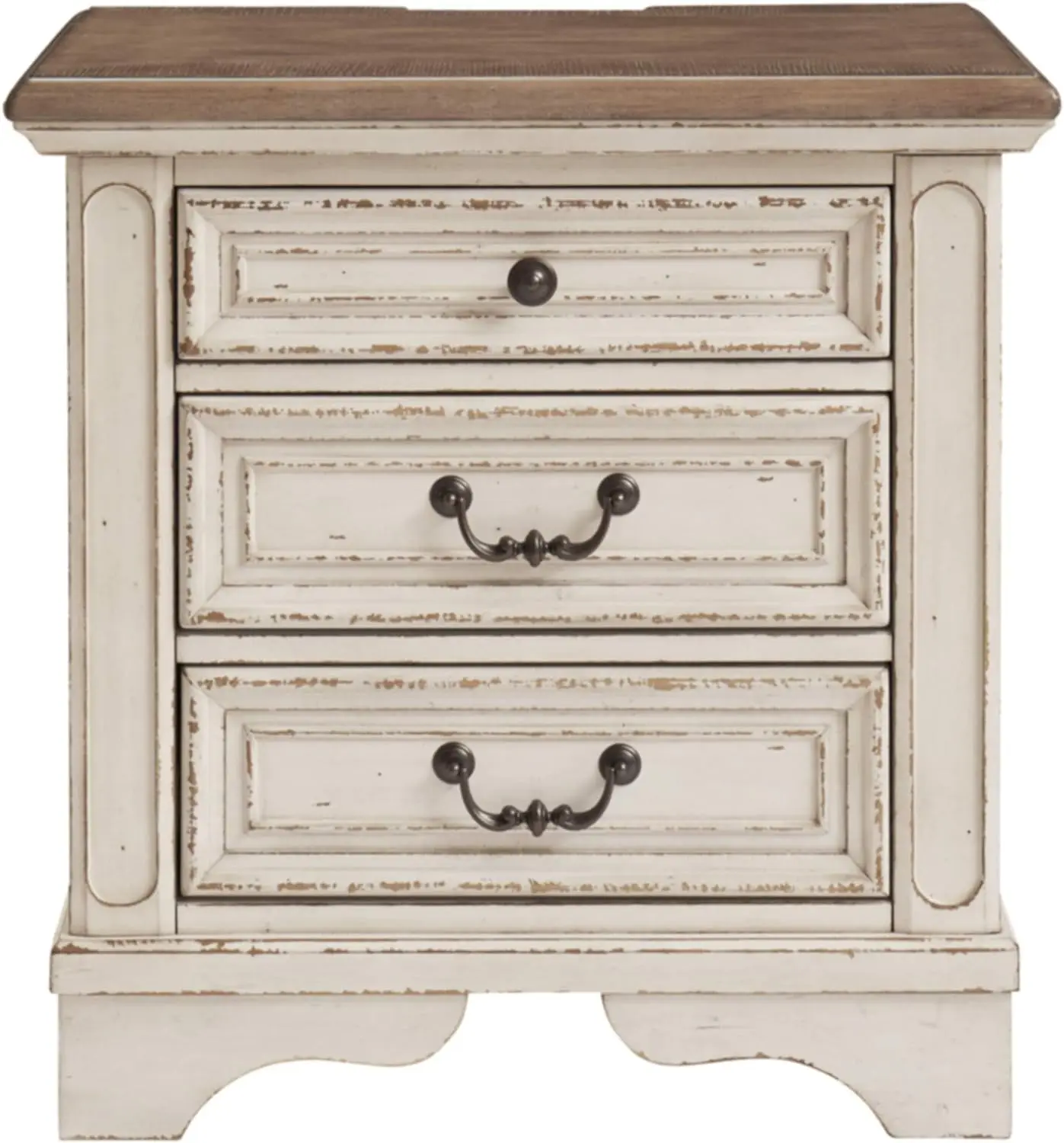 Imagem -04 - Realyn French Country Nightstand com Tomadas Elétricas e Portas Usb Branco Chipado Gavetas