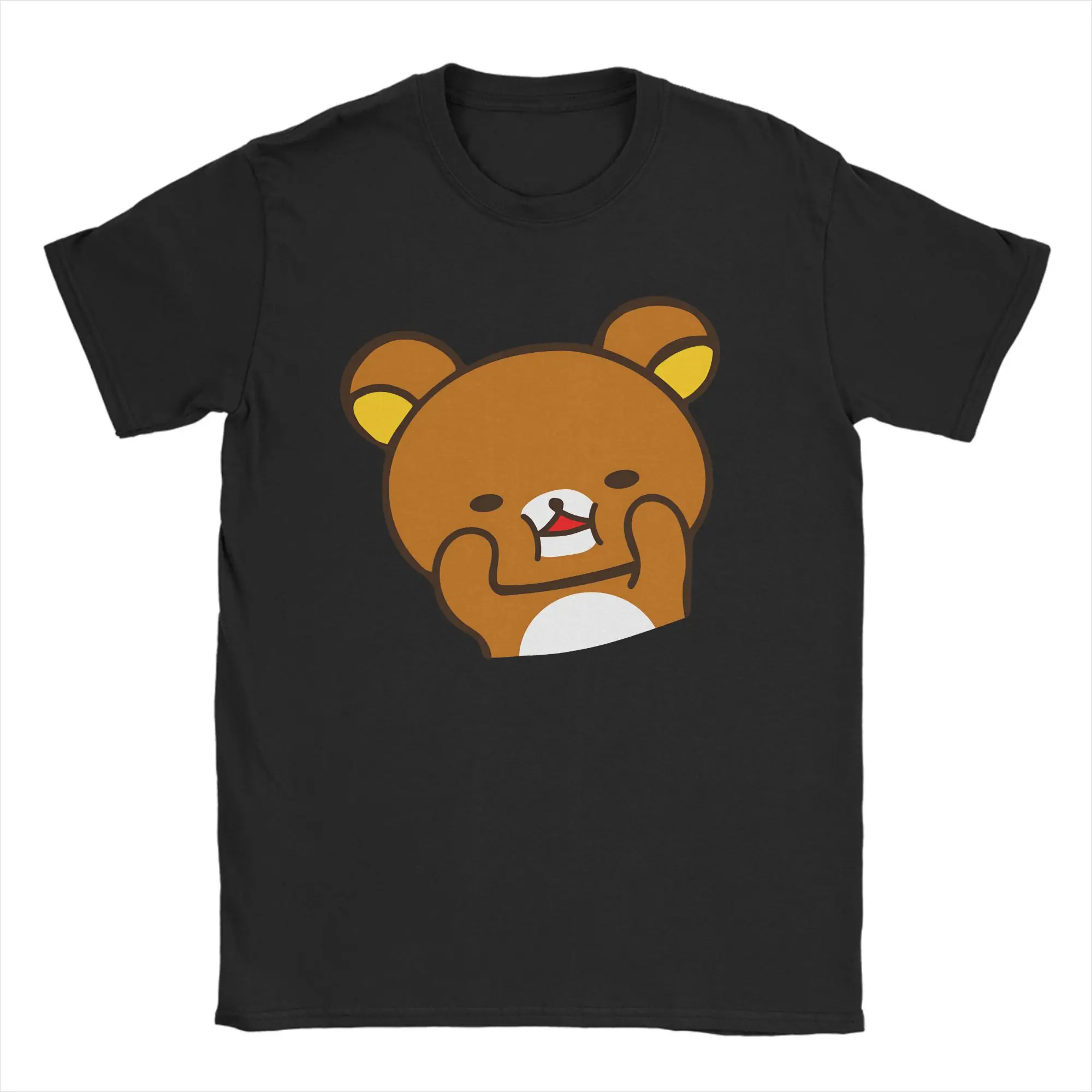 

Fun Rilakkuma Scrunchy Face T-Shirts for Men Round Collar Cotton T Shirts Short Sleeve Tees Unique Tops