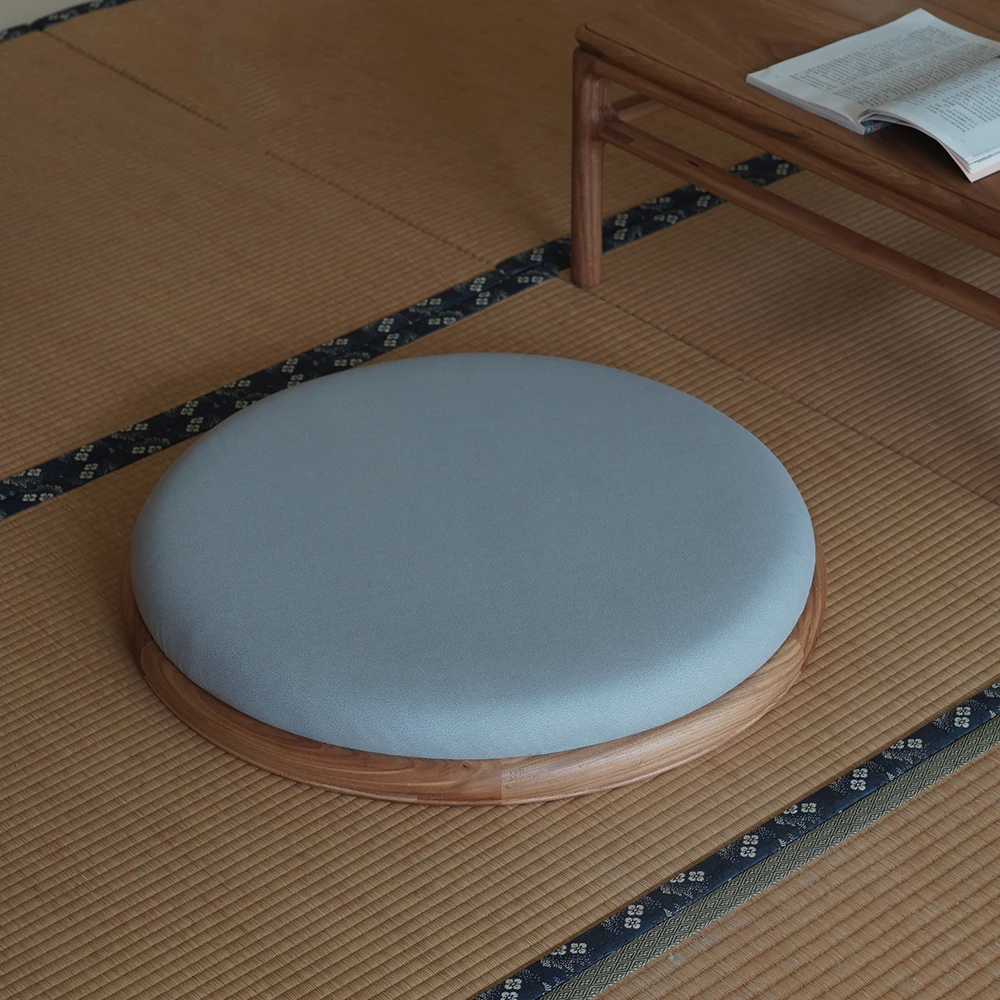 Banqueta baixa redonda futon de madeira maciça