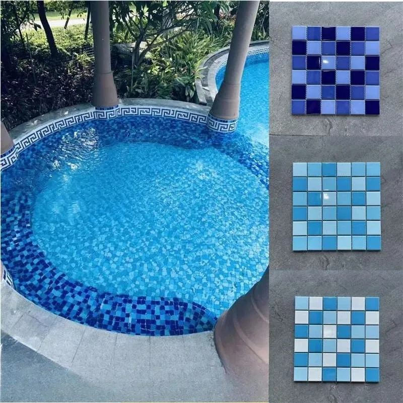 Mosaic tiles 306X306 swimming pool bathroom wall tiles blue kitchen background wall