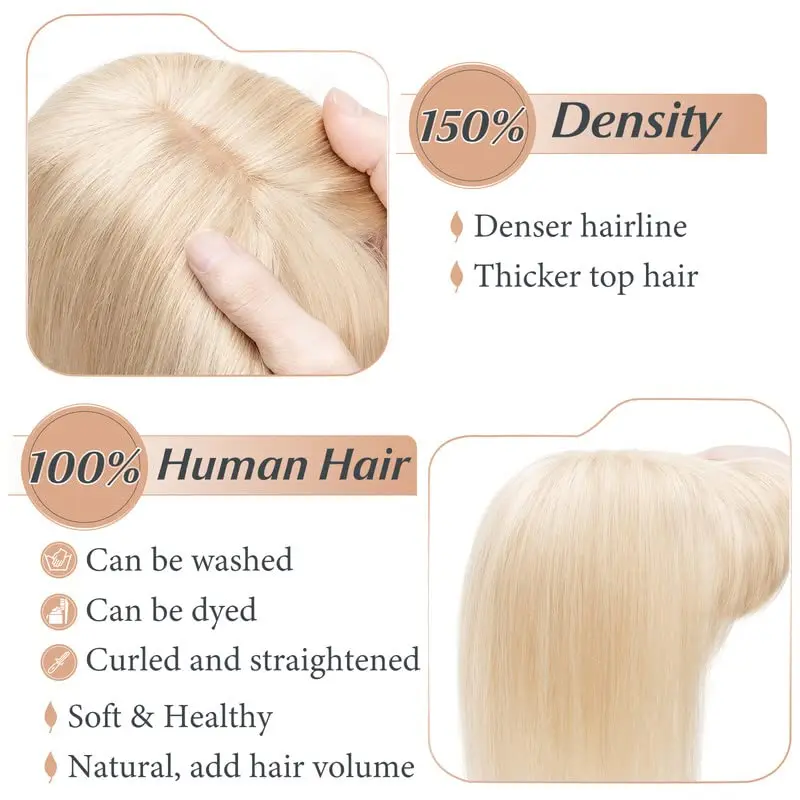 Toupee for Women Straight Virgin Human Hair Wigs High Quality Mono Base Human Hair Replacement Natural Hair Topper Blonde Wigs