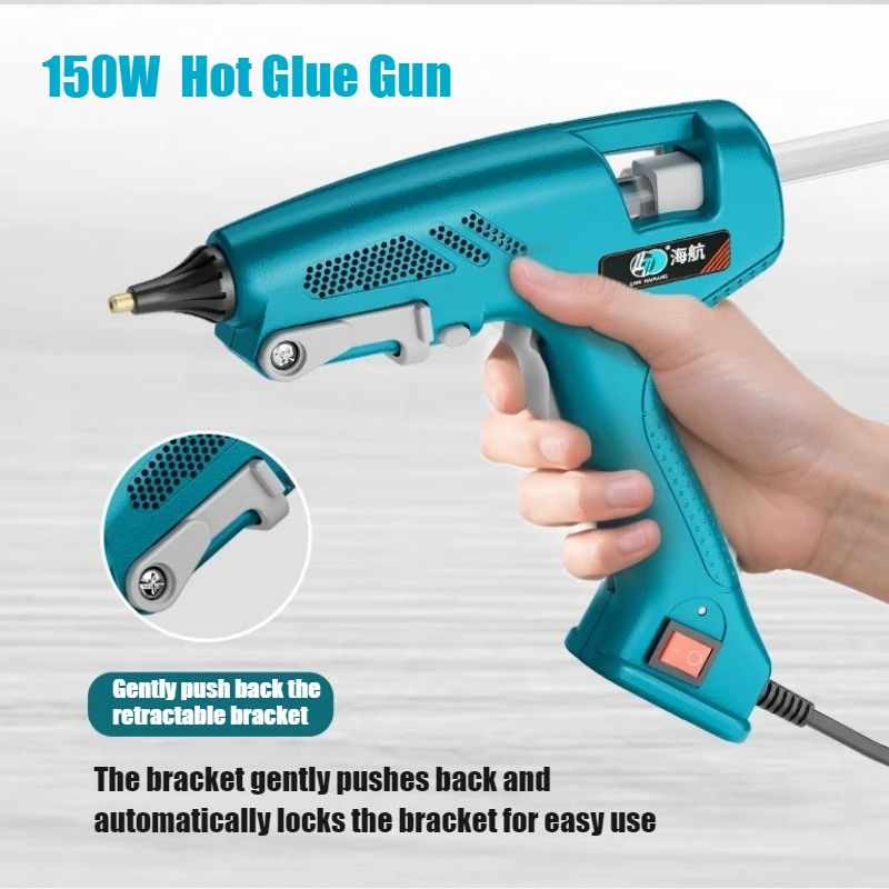 150W Industrial Hot Silicone Gun with Copper Nozzle and 11mm Sticks,High Power Glue Gun for Home DIY,Electric Repair Tool 220V