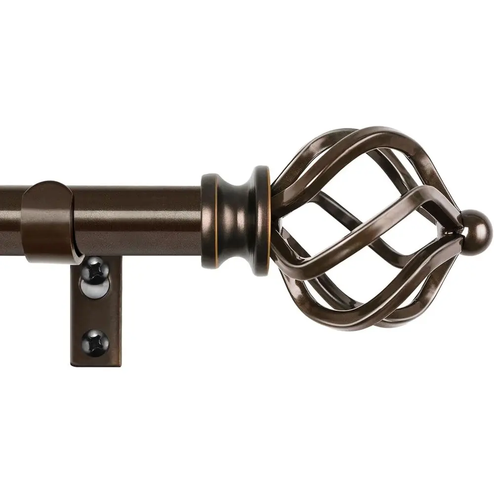 Curtain Rods 66 to 120 Inch, 3/4 Inch Bronze Rod 32 to 115 Inches (2.6-9.6t) Splicing Adjustable Single Drapery Rod with Cage
