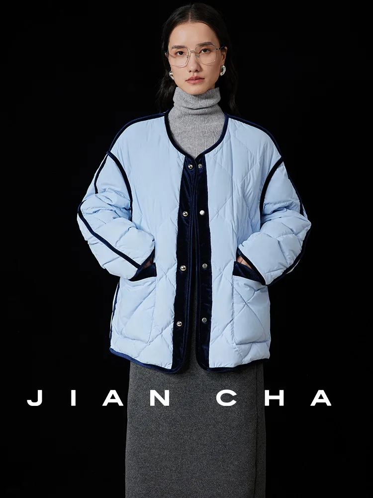 

Женское зимнее пальто Jiancha: стеганое, синее, с ромбовидным узором, теплое, модное, для повседневной носки