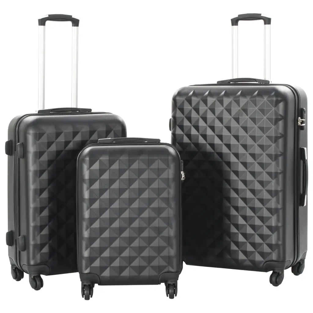 3-Piece Black ABS Hardcase Trolley Set - Durable Luggage for Travel