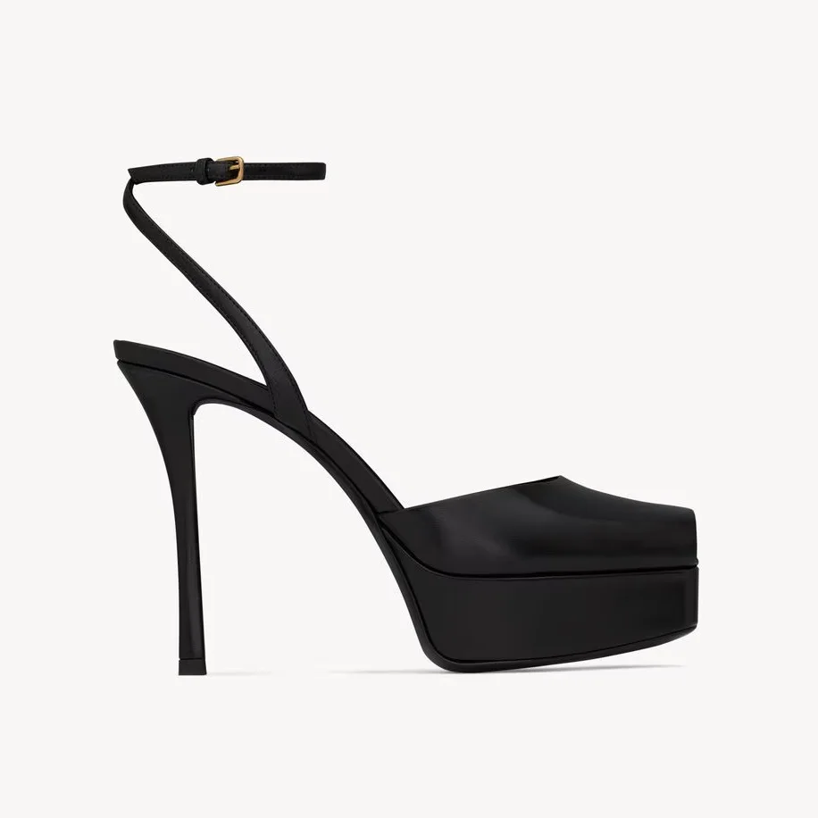 

Женские пикантные атласные туфли-лодочки на платформе с открытым носком и квадратным носком, тонкий каблук с ремешком на щиколотке, новые поступления, модная женская современная обувь