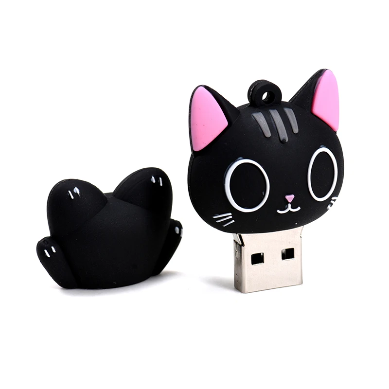 Mini Cartoon USB Flash Drive 128GB 64GB 32GB Cute Cat Pen Drive Key Chain Memory Stick Gifts For Children 16GB For Laptop U Disk