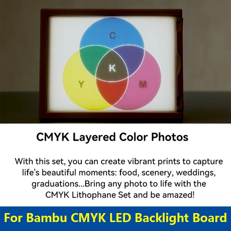 For Bambu CMYK LED Backlight Board USB C CMYK 3D Print Backlight Board kit CMYK LED Lithophane Backlight Board For Bambu lab