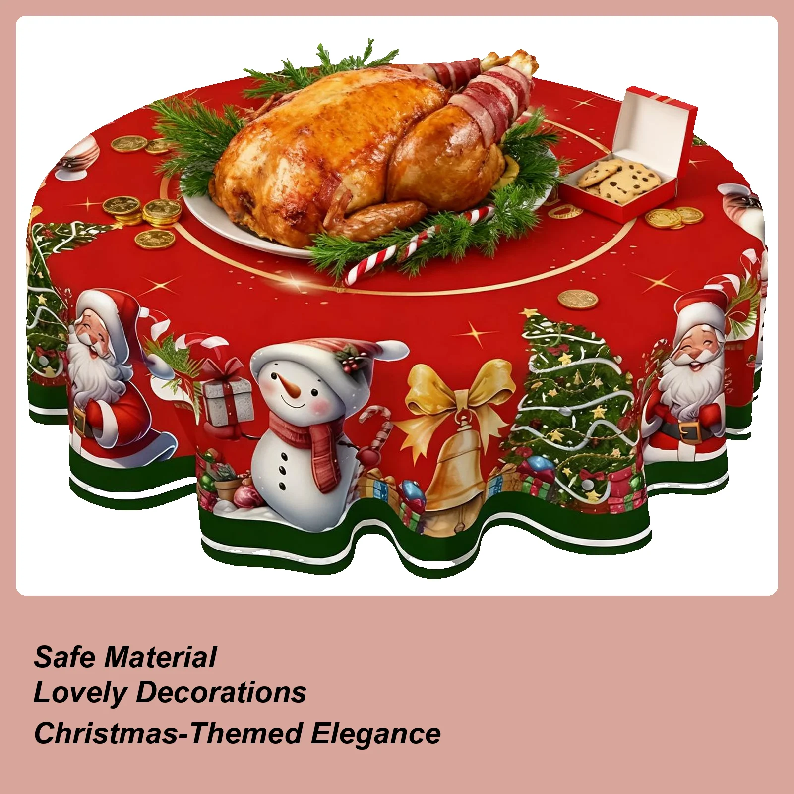 

Рождественская скатерть, винтажная полиэстеровая крышка, защитная круглая рождественская скатерть на осень, День Благодарения, зимний праздник, кухня