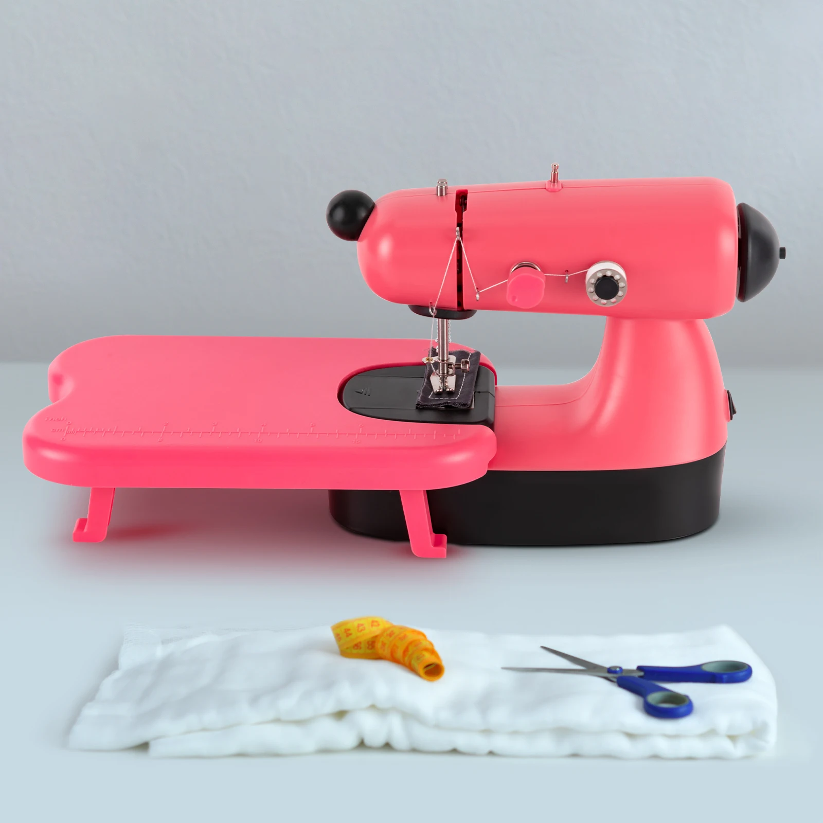 Mini Sewing Machine for Beginners Girls Pink Sewing Machine Lightweight Small Electric Extension Table LED Light Durable