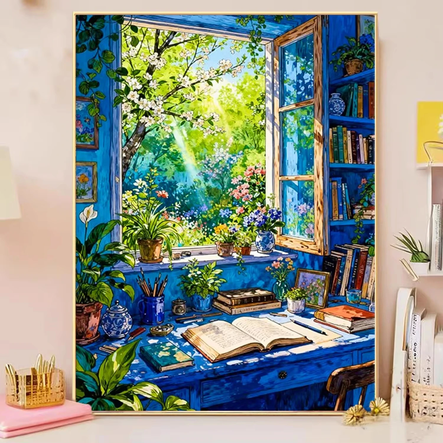 pintura-a-Oleo-por-numeros-janela-ensolarada-com-sombra-de-livro-arte-em-tela-para-decoracao-de-parede-para-sala-de-jogos-ou-sala-de-estar-presente-sem-moldura