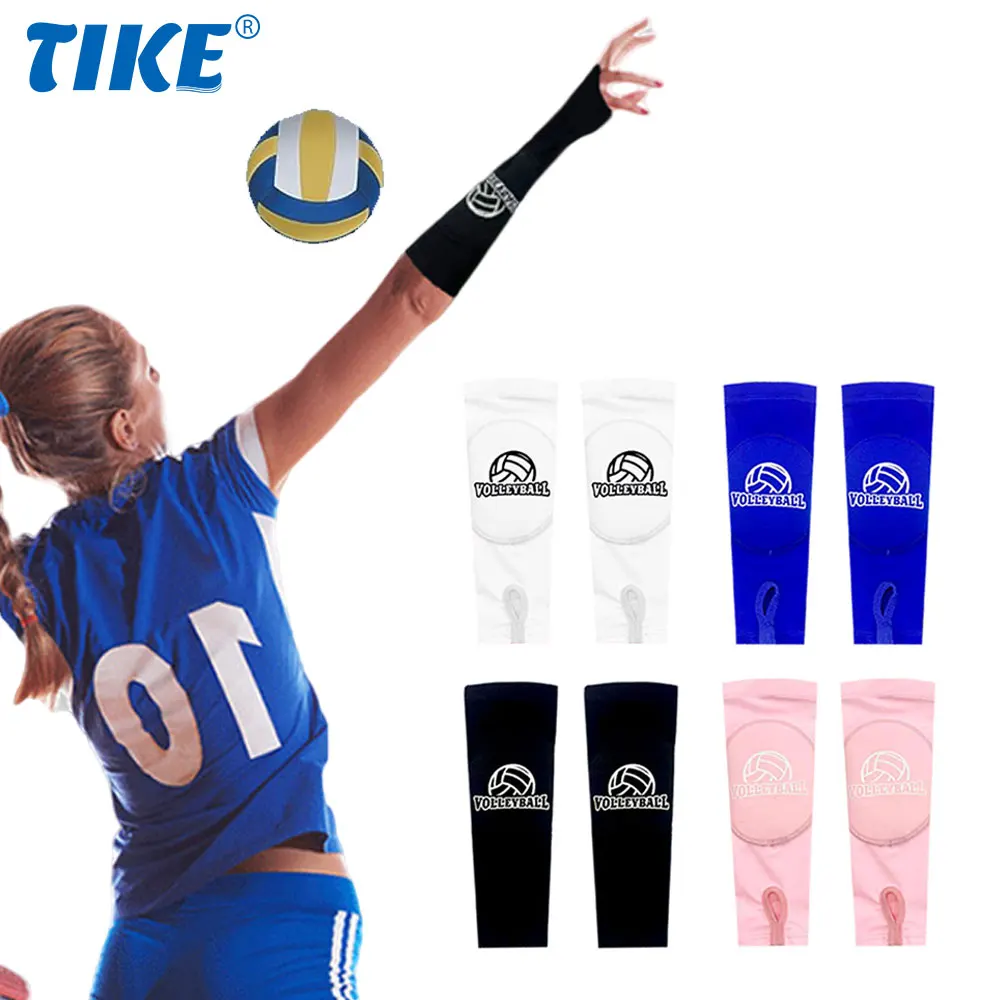 

1 Pair Sports Volleyball Arm Sleeves, Non-Slip Forearm Sleeves with Protection Pad and Thumbhole for Girls/Youth/Women/Beginner