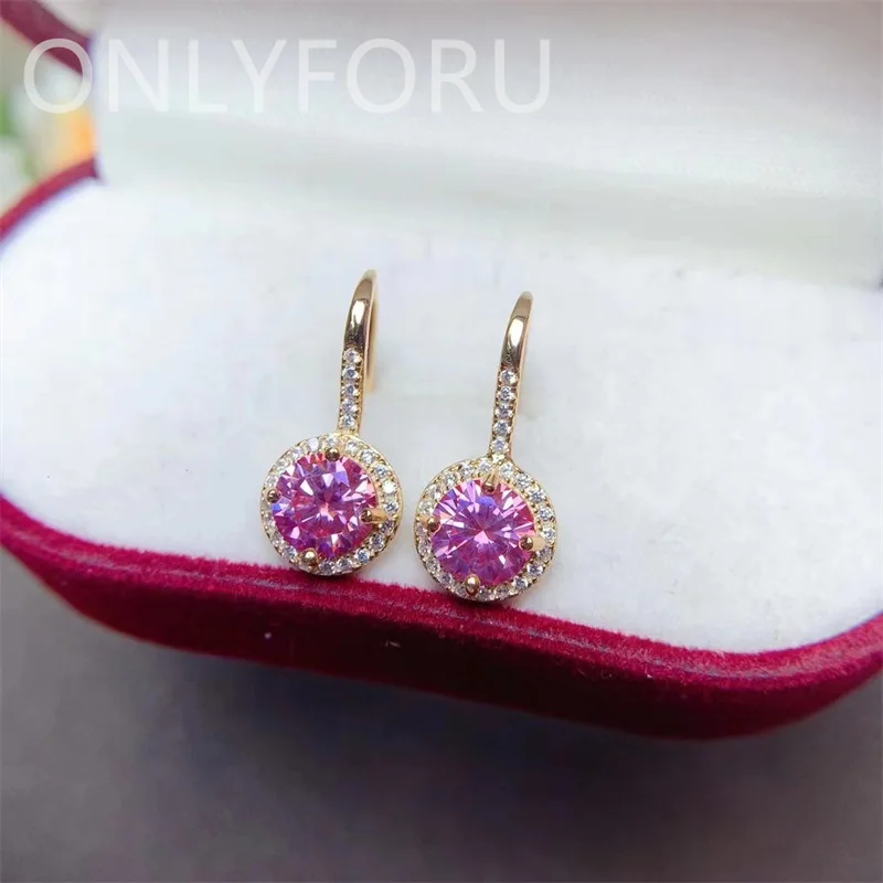 Luxury Female Light Pink LAB Moissnaite Earrings 925 Silver Pink Moissanite Earrings for Women 1ct/pcs