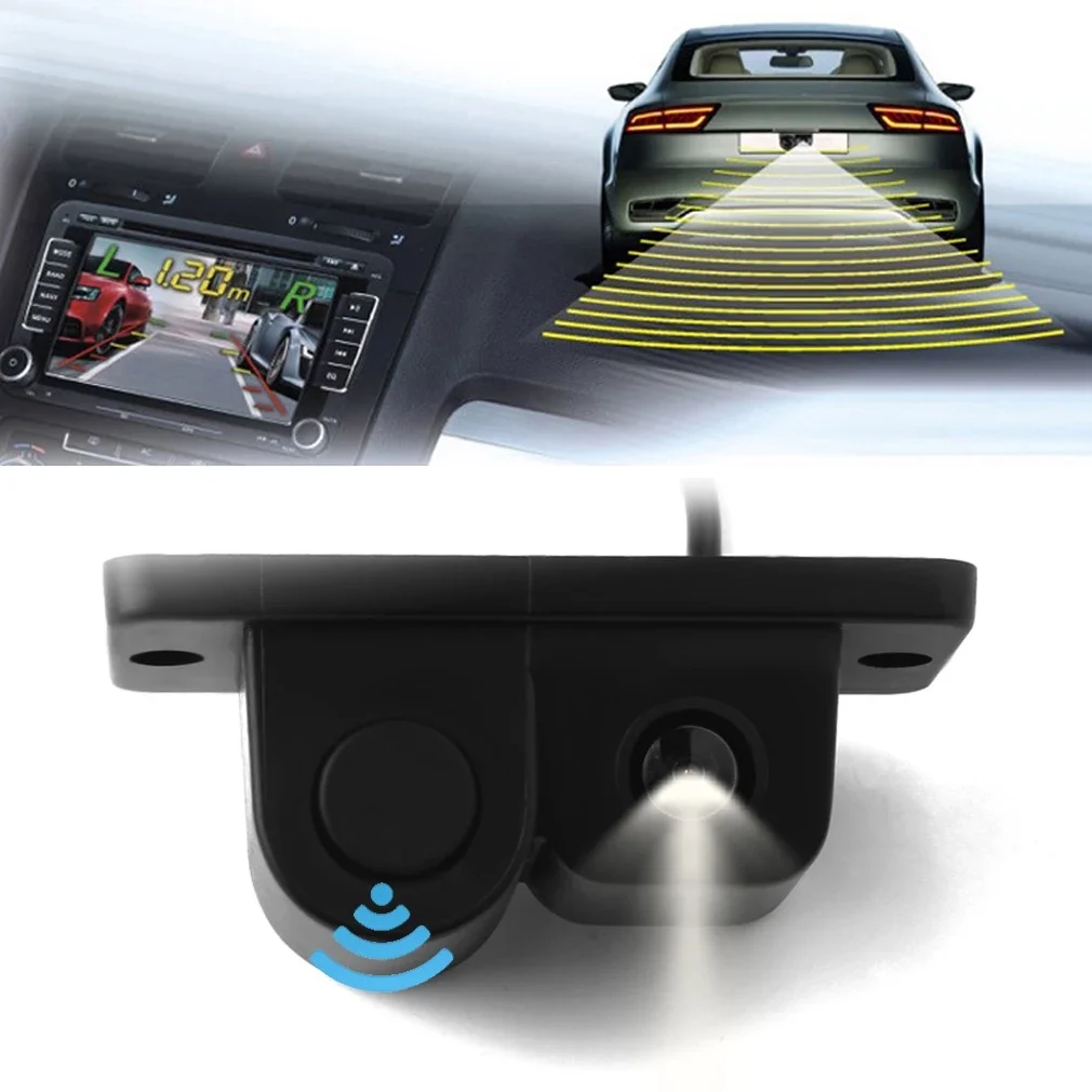 2in1 Car SUV Reversing Parking Radar & Rear View Backup 120° Wide Angle Camera Kit