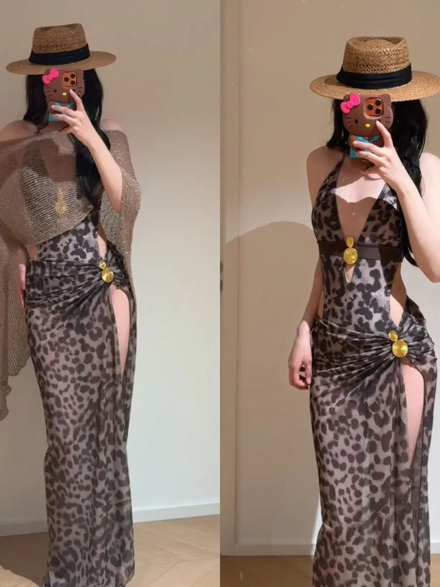 

Sexy Bikini High Slit Swimsuit for Women Thermal Spring Vaion Summer Vaion Casual Swimwear Slimming Effect