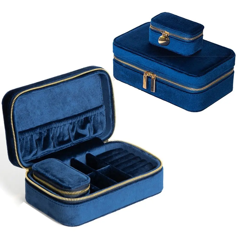 Detachable Velvet Jewelry Organizer Box Small Box Dust-proof Earrings Container Space Saving Thicken Travel Jewelry Case