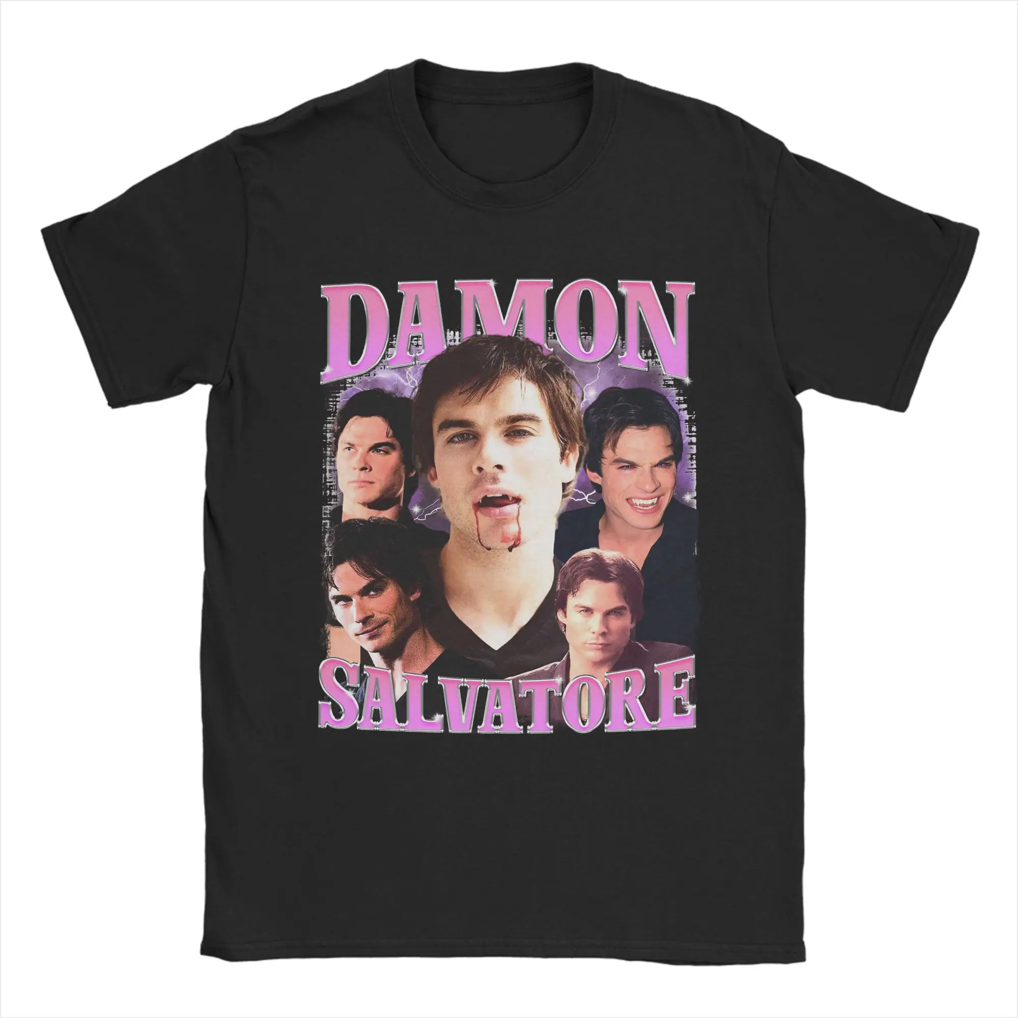 Novelty Damon Salvatore Ian Somerhalder T-Shirt Men Crewneck Pure Cotton T Shirt  Short Sleeve Tees Gift Idea Clothes