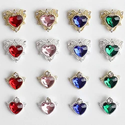 10pcs Luxury Crystal Cross Heart Nail Rhinestone Gem Gold Silver Metal Alloy Plated Diamond Charms for DIY Nail Supplies Jewelry