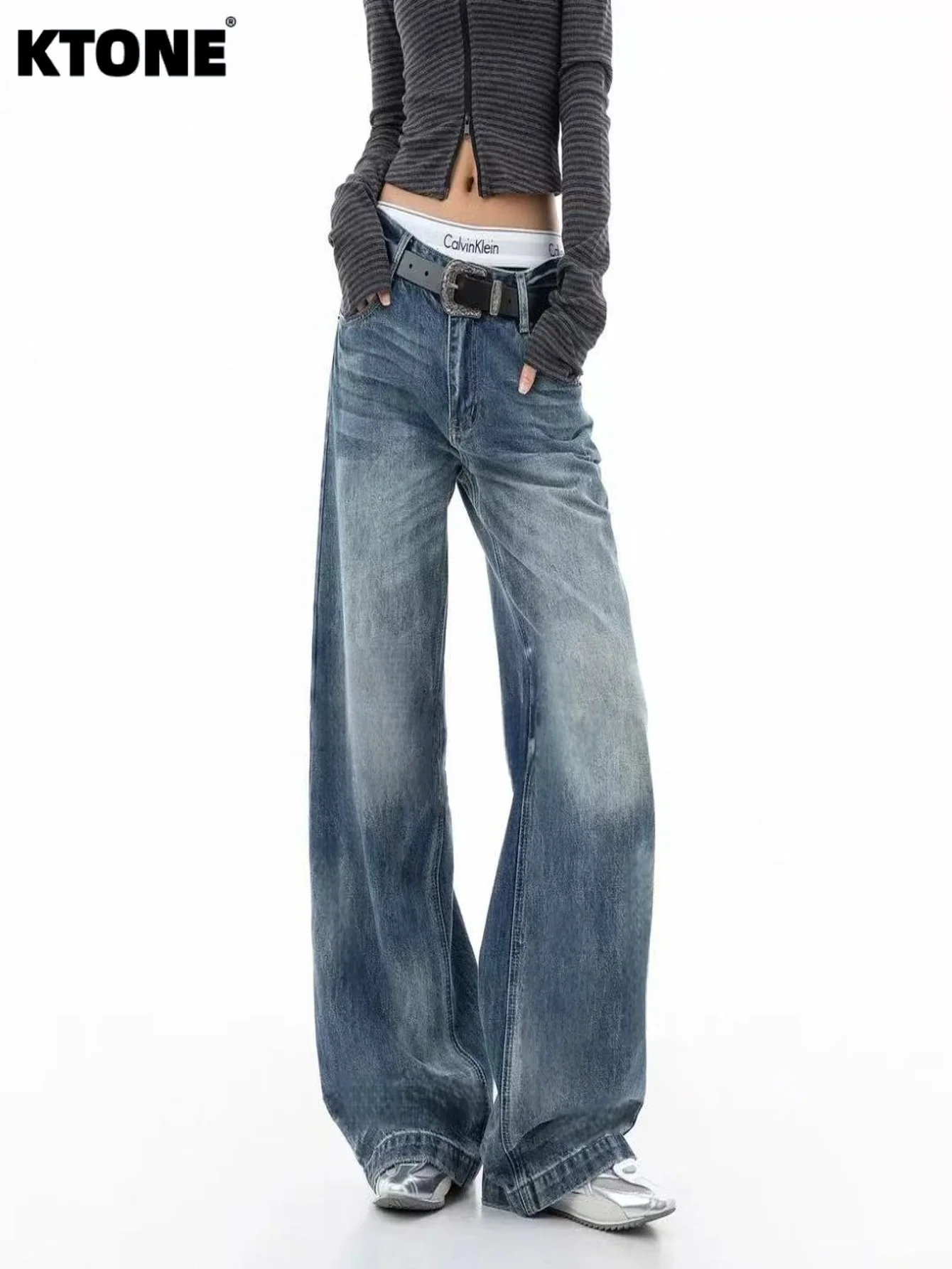 

Jeans Drip Blue Baggy For Man Solid Color Retro Drip No accessories or belts included