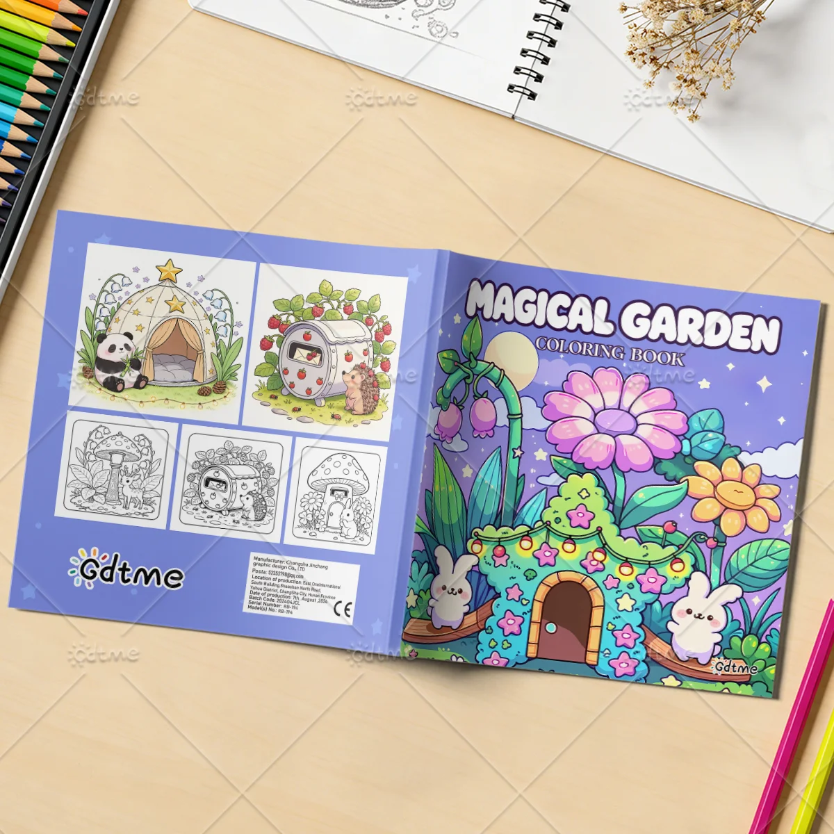 MAGICAL GARDEN Malbuch für Erwachsene, 24 Seiten, kräftige, einfache Muster, Stressabbau, Entspannung, DIY-Kunst, Zeichnen, Malen, Hobbybuch – Detail 2