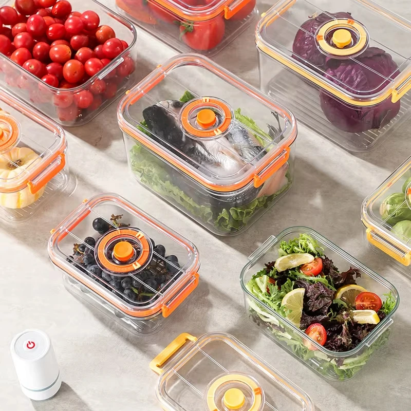 

Vacuum Fresh-keeping Box Refrigerator Sealed Canister Microwavable Transparent Food Storage Container Kitchen Organizer Bento