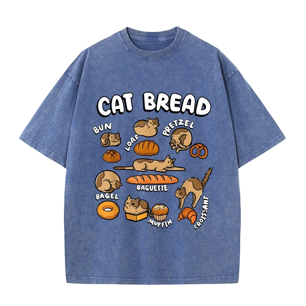 Cat Bread Foodie Kittten Pet Owner Loaf Lover T-Shirt Белая T Graphic Tee For Guy Shirt Men Kitten Cotton Short Sleeve