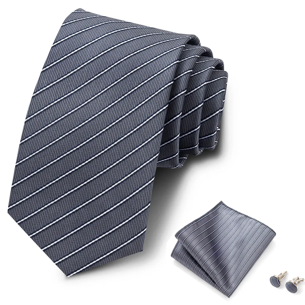 Men's Tie, Pocket Square, and Cufflinks 3-Piece Set, Suitable for Parties, Business, and Holiday Gatherings