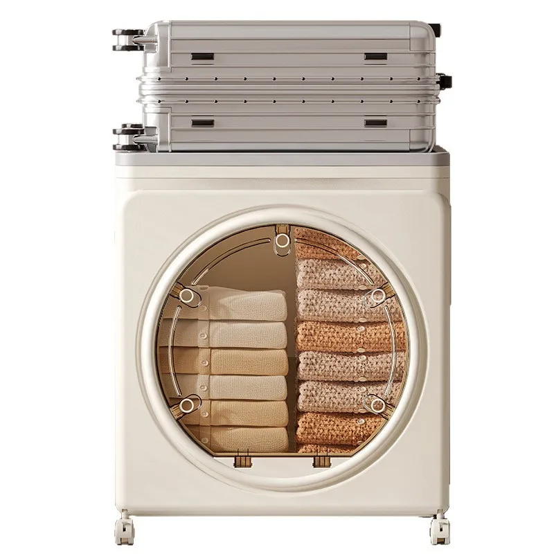 

Clothes storage cabinet Plastic foldable bedroom quilt storage box Large capacity flip front door to organize