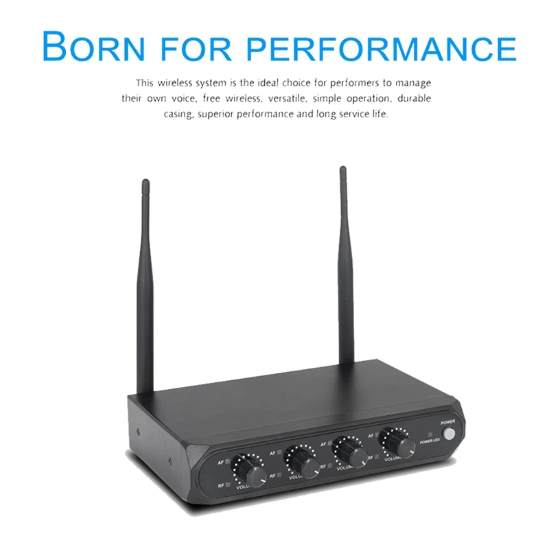 Sistema de micrófono inalámbrico profesional, dispositivo de mano de frecuencia fija, plástico negro para escenario, fiestas en casa, Iglesias