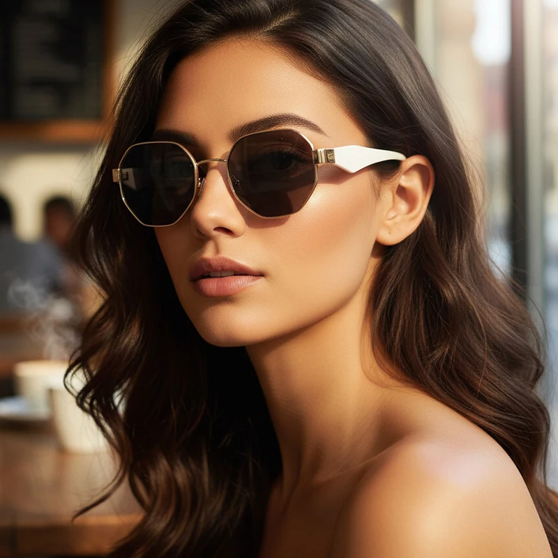Nuevas gafas de sol poligonales de metal - Gafas redondas retro estilo callejero - Gafas de sol modernas y versátiles para mujeres y hombres 2401