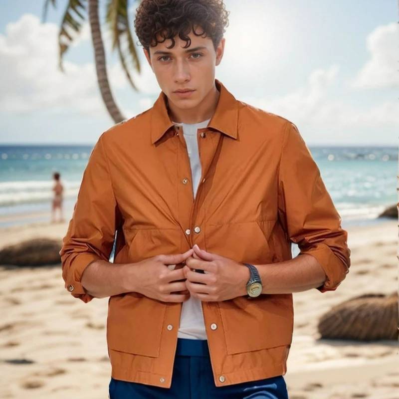 Spring and Autumn New European and American Men's Jacket Jacket Solid Color Simple Shirt Casual Jacket Men's Top Temperament