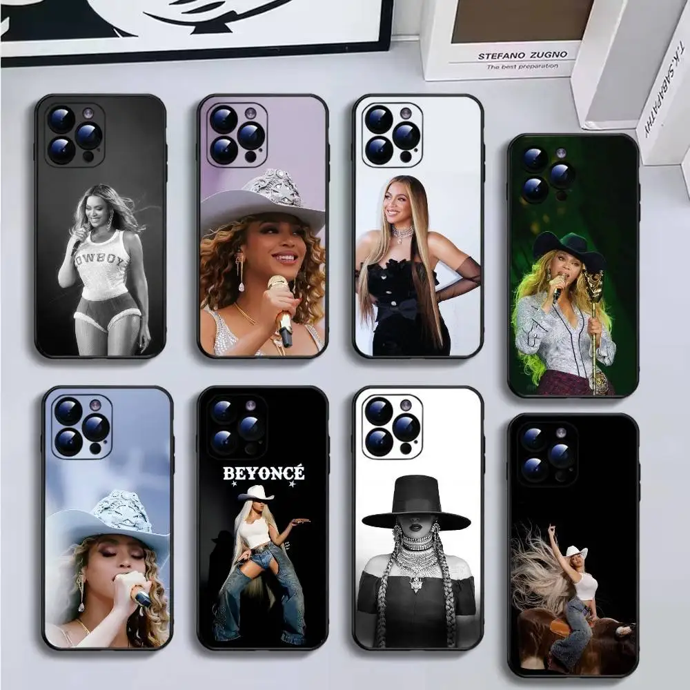 

Singer B-Beyonce Cowboy Phone Case For iPhone16,15,14,13,12,11 Plus,Pro Max,XS,X,XR,SE,Mini,8,7,Soft Black Cover