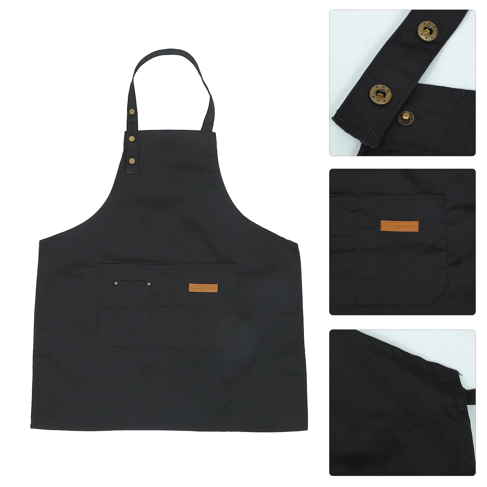 

Oil Resistant Apron Black Adjustable Straps Multiple Pockets Work Kitchen BBQ Barber Maintenance Anti Oil Stain Cloth Home Use