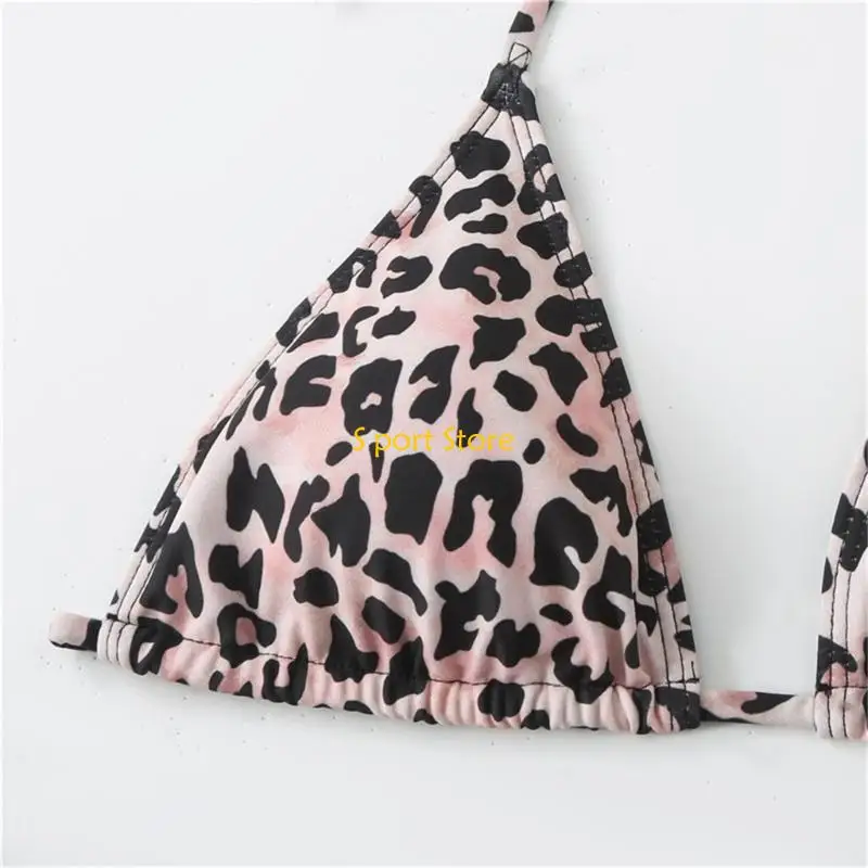 U2JB Women Backless Swimsuit Leopard Print Bathing Suit Two Pcs Split Swimwear Swimming Costume Set Push Up Swimwear