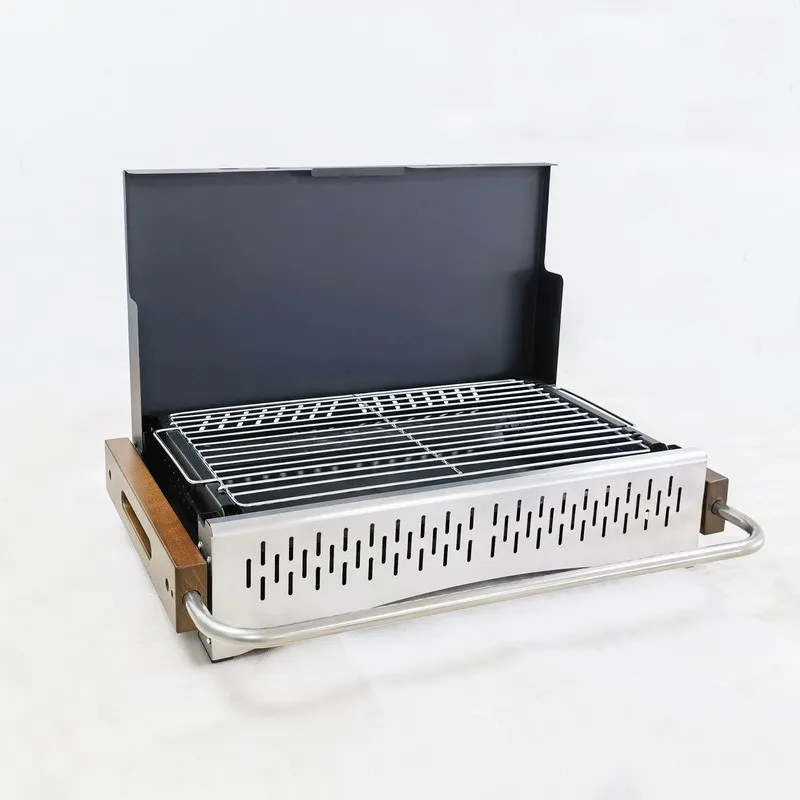 

Barbecue grill portable folding outdoor camping one-click storage 304 thickened stainless steel barbecue stove