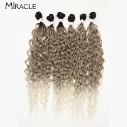 6PCS Hair Extensions 24-28'' Hair Weave Bundles for Women Daily Cosplay Synthetic Ombre Blonde Fake Hair Weaving Hairpieces