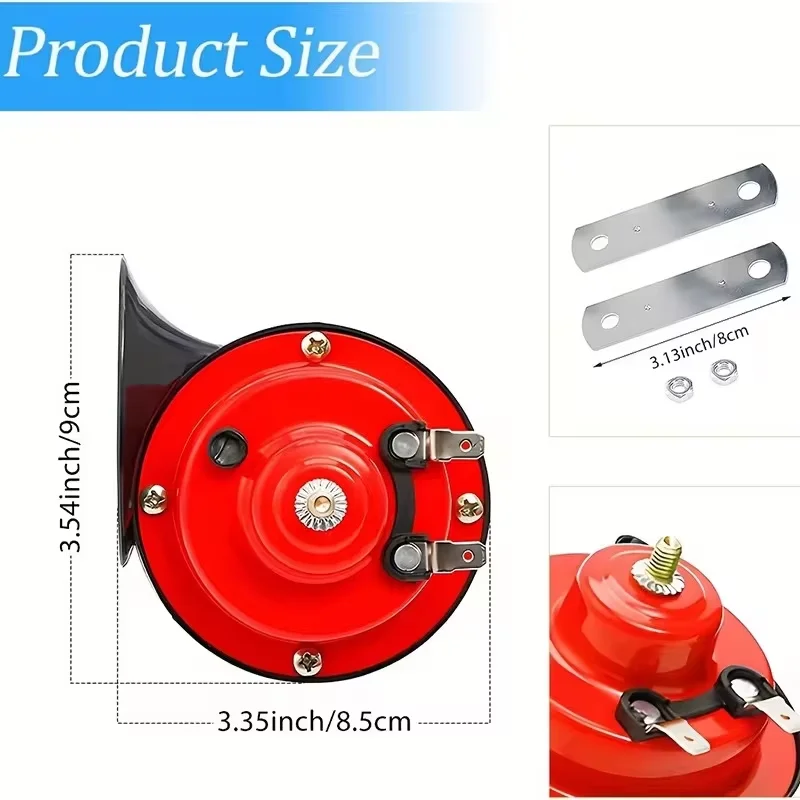 12V Snail Horn Dual Tone High Low Pitch Waterproof Super Loud Horn Kit For Motorcycle Car Pickup Truck Vehicle Accessories