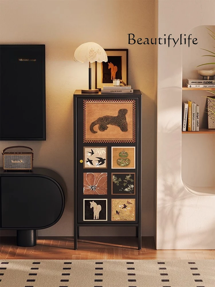 

Medieval style living room bucket cabinet against the wall narrow cabinet bedroom bedside storage porch storage sofa side locker