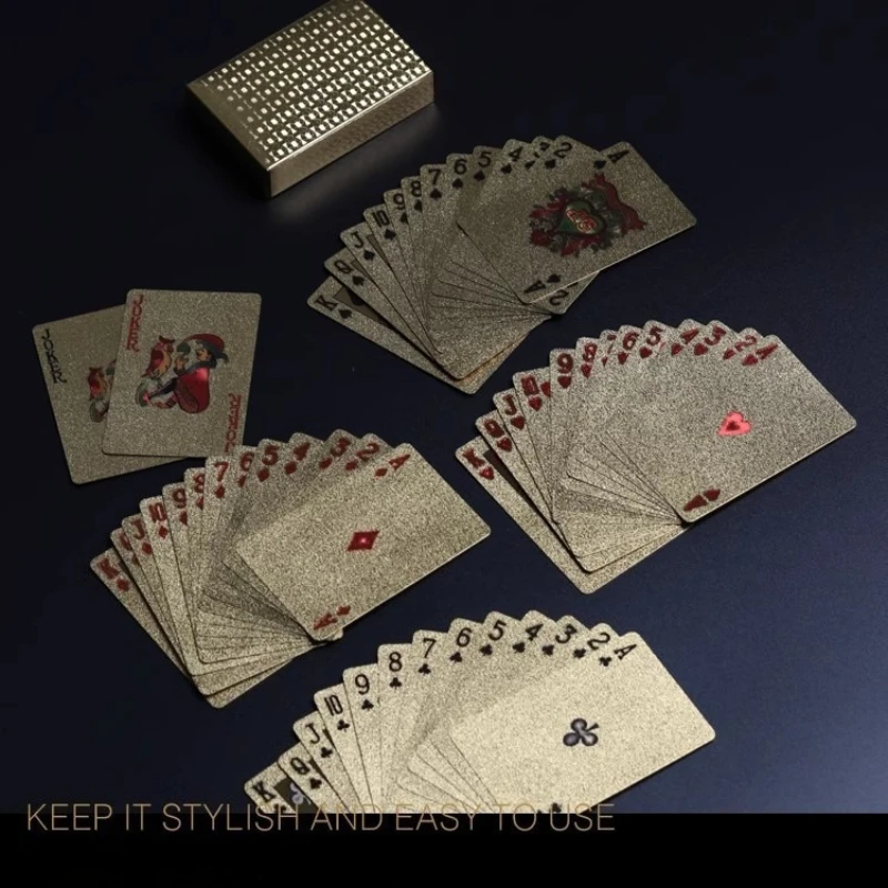 

Gold & Silver Professional Poker Cards PVC Waterproof Plastic Playing Cards for Texas Holdem, Board Games Outdoor Entertainment
