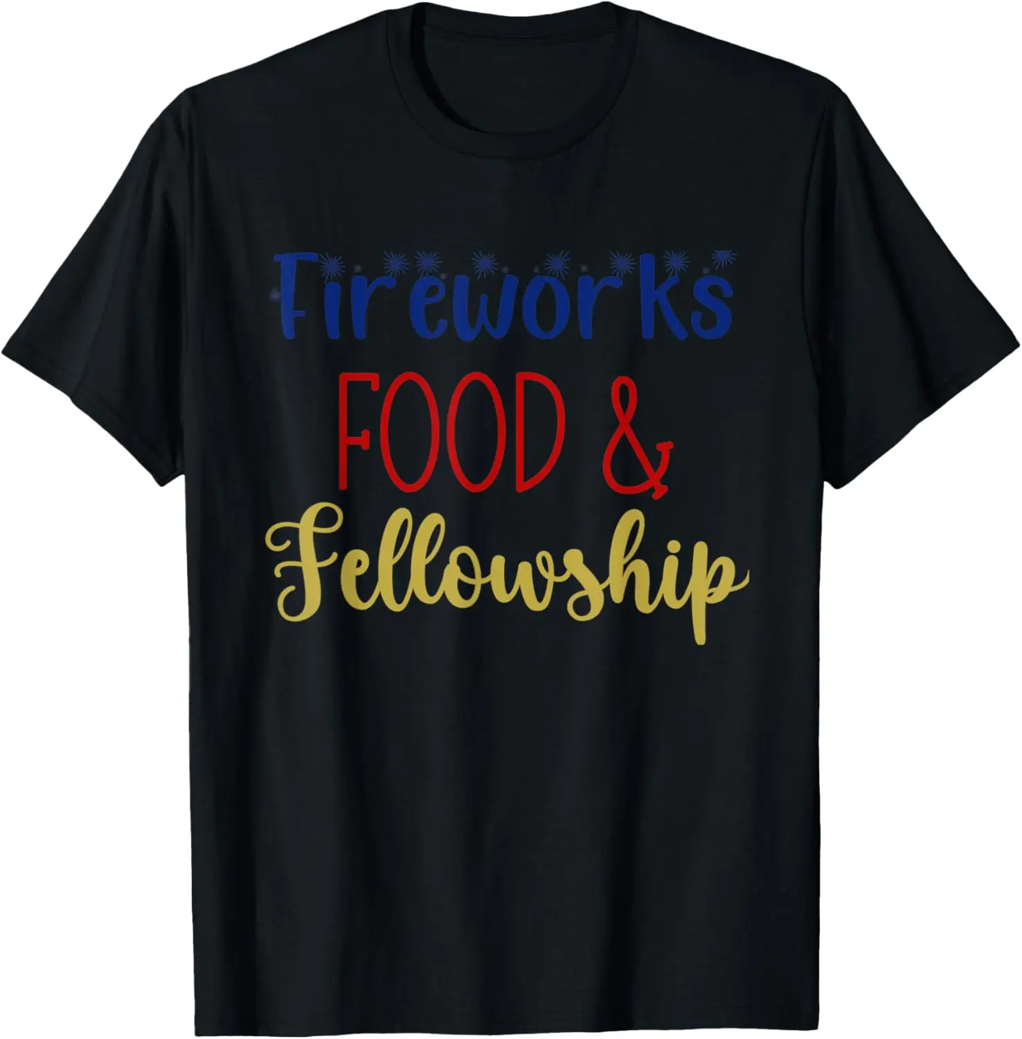 Camiseta Patriótica América de fuegos artificiales, comida y vida útil