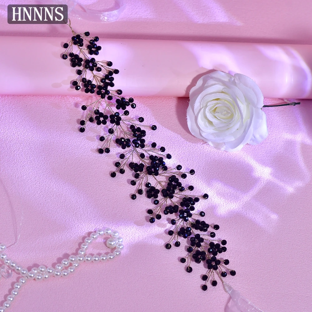 

HNNNS Handmade Luxury Belt Black Crystal Sashes Ladies Evening Dress Waist Decoration Bridesmaid Dress Rhinestone Belts SA352
