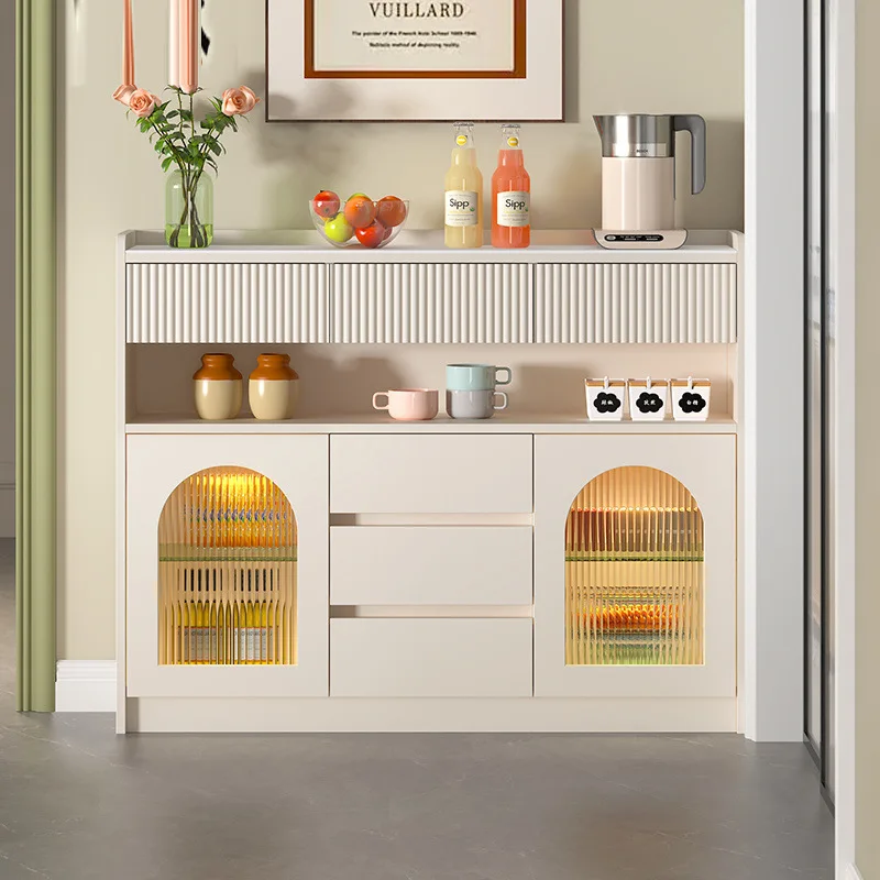 

French cream wind rock slab dining side cabinet 20cm30 narrow cabinet thin kitchen storage living room side