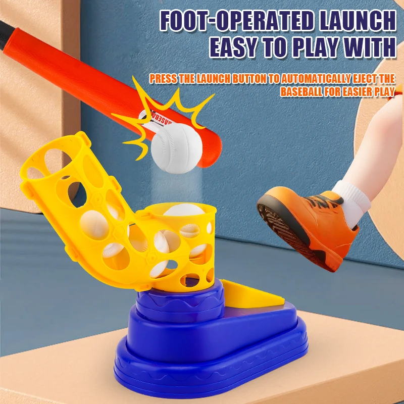 Zestaw do baseballu dla dzieci, do użytku wewnątrz i na zewnątrz, zabawka sportowa, katapulta do rzucania piłką nożną, zabawka treningowa, sprzęt sportowy.