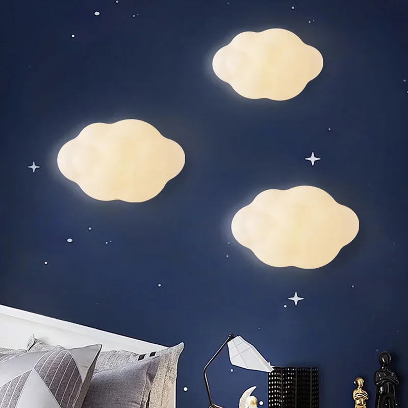 Cloud LED Wall Lamp for Children's Living Room, Sconce, Quarto, Cabeceira, Corredor, Decoração Corredor, 3 Cores Iluminação