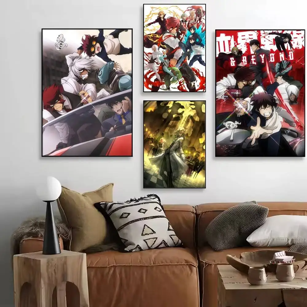 Cartoon Anime B-Blood Blockade Battlefront Posters High Quality Self-adhesive Wall Art Decorations Color Prints Sticky