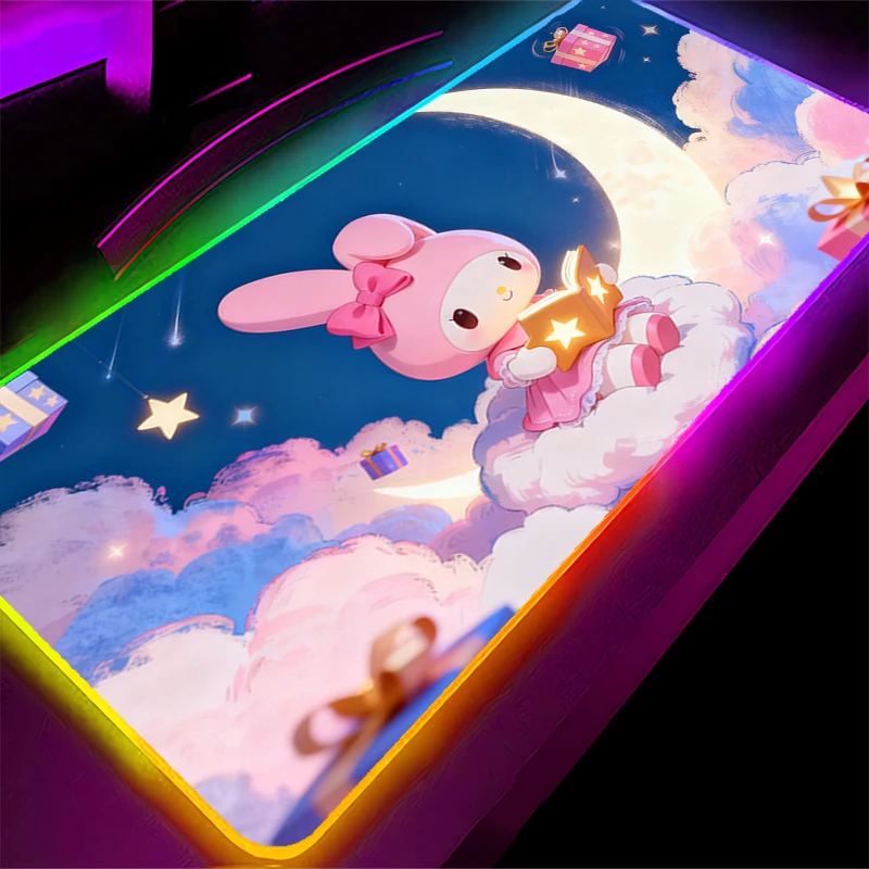 

Anime RGB Mouse Pad Gamer Gaming Accessories My Melody Varmilo Keyboard Computer Desk Mat Carpet 90x40cm Backlight LED Mousepad